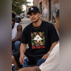 LRG Men's Black Short Sleeve Tropical Pack Graphic Tee Shirt